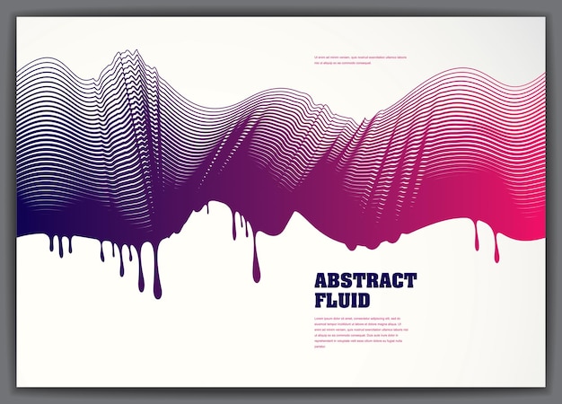 Lignes ondulées vector drop fond abstrait fluide. Art de mouvement dégradé coloré 3d. Texture doublée, surface dynamique, lignes courbes, forme de flux.