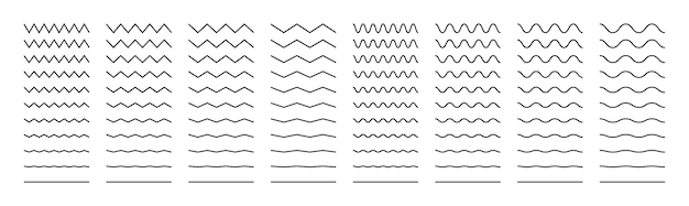 Vecteur lignes ondulées en zigzag et sinusoïdales