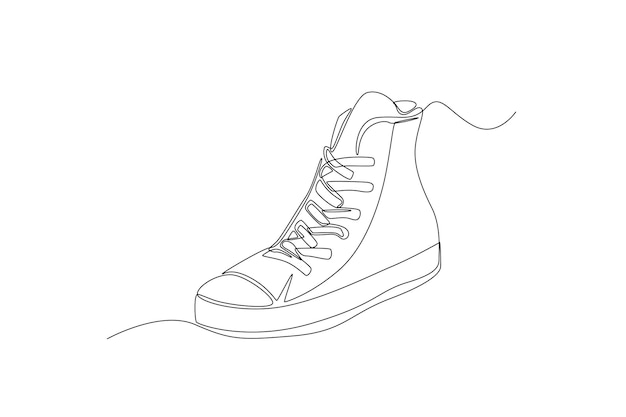 Des lignes simples continues créent l'image d'une chaussure décontractée ligne simple ligne continue design simple
