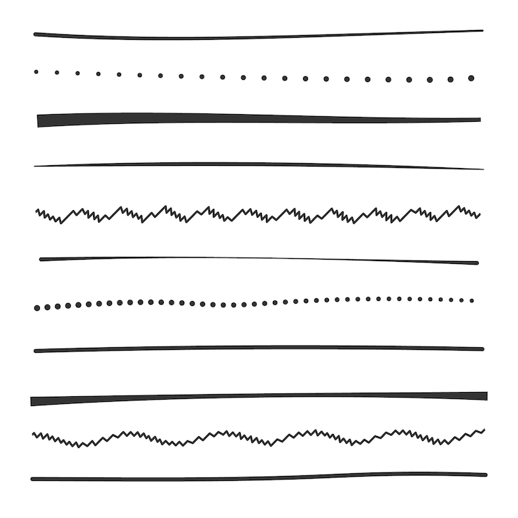Vecteur lignes simples manuscrites définies dans différents styles