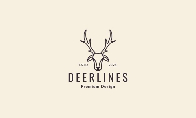 Lignes Tête D'animal Cerf Hipster Logo Vecteur Symbole Icône Design Illustration Graphique