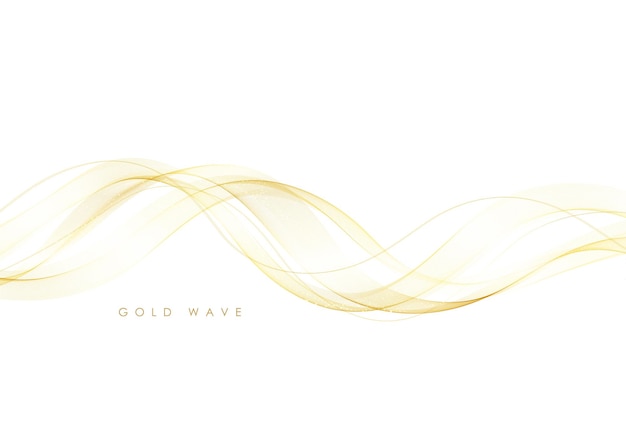 Lignes de vague d'or fluides colorées abstraites vectorielles isolées sur l'élément de conception de fond blanc pour carte de voeux d'invitation de mariage