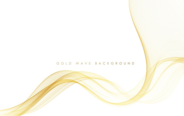 Lignes de vague d'or fluides colorées abstraites vectorielles isolées sur l'élément de conception de fond blanc pour carte de voeux d'invitation de mariage
