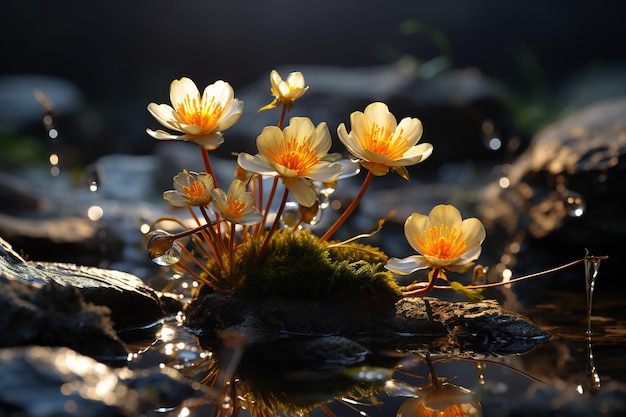 Un Lily Jaune En Fleurs Avec Des Gros Plans Et Un Fond Abstrait