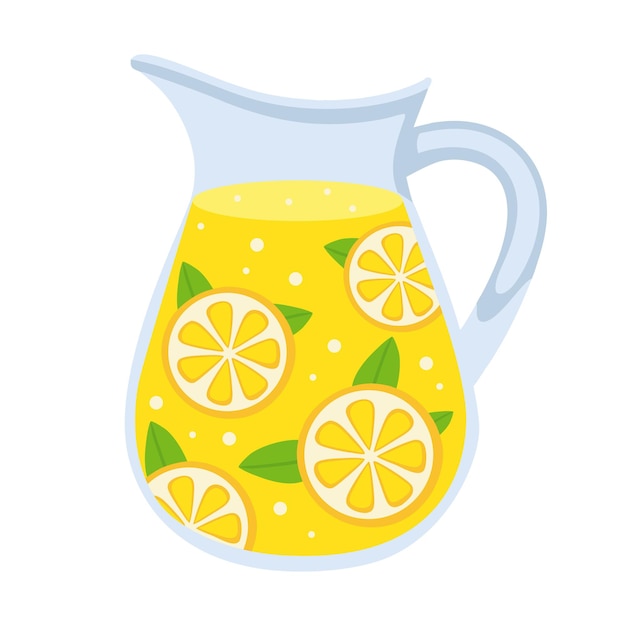 Limonade dans une cruche en verre avec des tranches de citron Illustration vectorielle