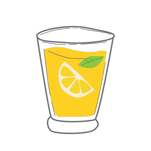 Limonade Dans Un Verre Avec Une Tranche De Citron Frais Et De Menthe