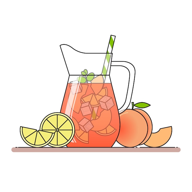 Limonade à La Pêche Avec Des Tranches De Fruits