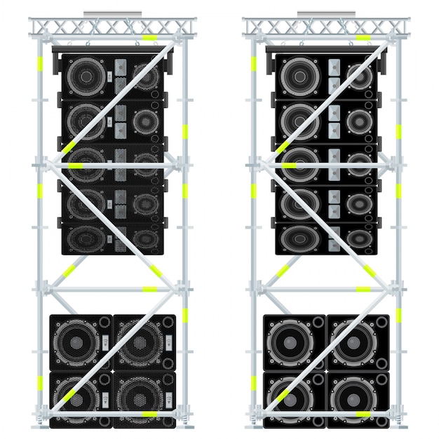 Vecteur line array concert acoustique échafaudage suspension illustration