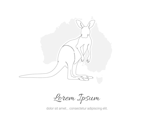 Vecteur line art kangaroo avec l'île d'australie