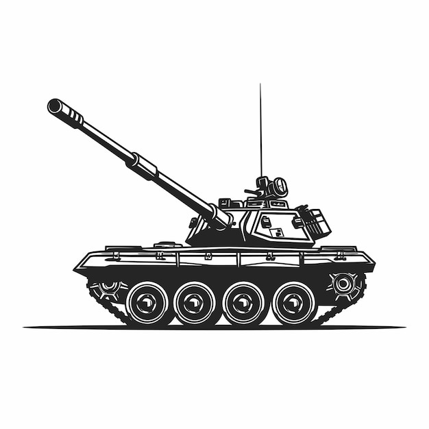 Vecteur linear_icon_turret_army_track_tank_with_long_bar