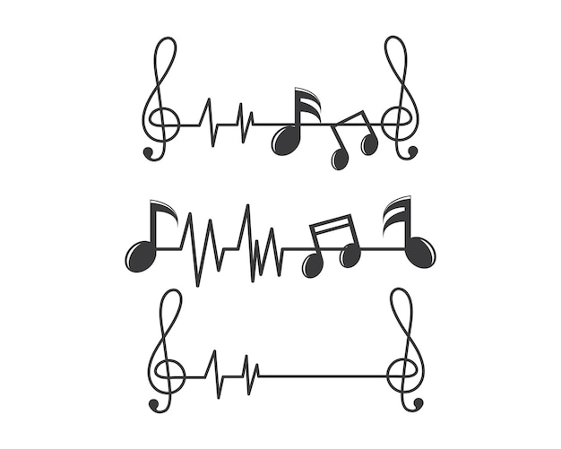 Lineequaizer d'impulsion de note de musique et icône de vecteur de logo d'ilustration d'effet sonore