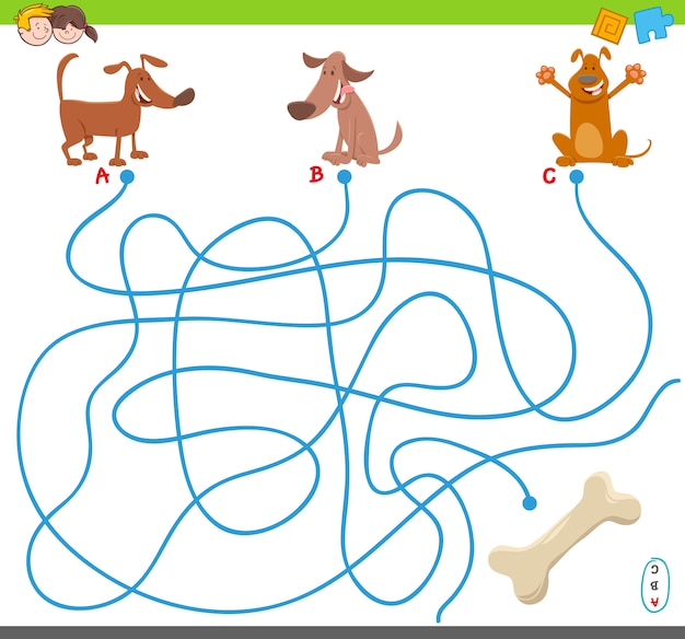 Lines Maze Puzzle Game Avec Des Chiens