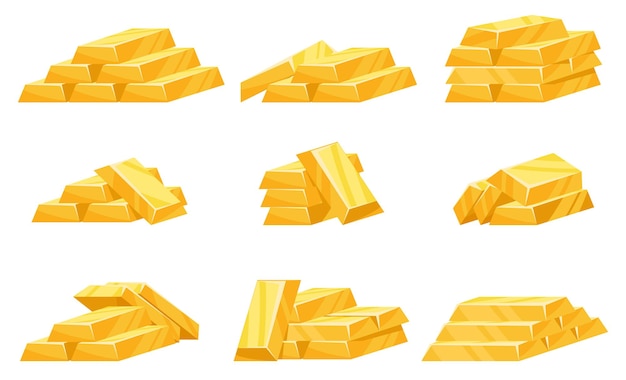 Les lingots d'or sont empilés Illustration vectorielle de métaux rares précieux