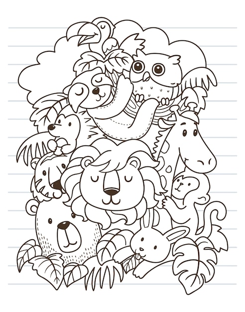 Lion Et Amis Doodle Art