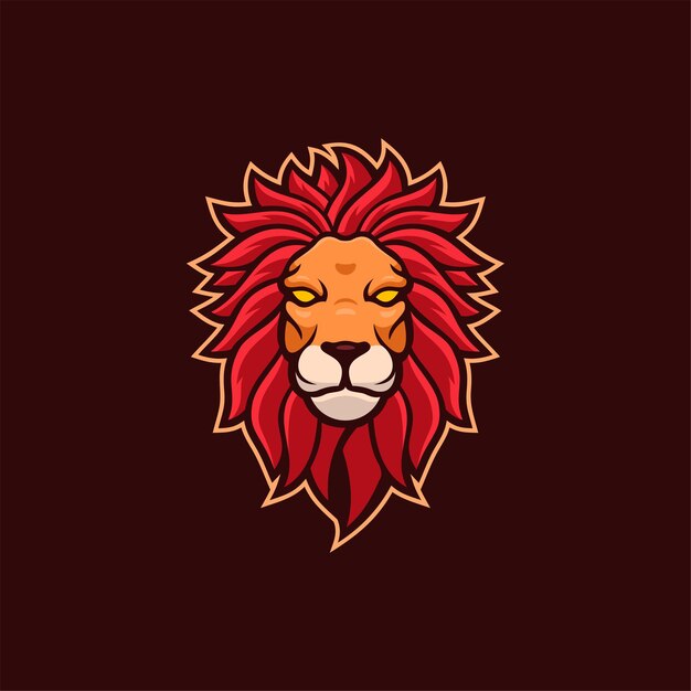 Lion animal tête dessin animé logo modèle illustration esport logo jeu premium vecteur