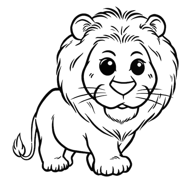 Vecteur lion de bande dessinée - livre de coloriage pour les enfants