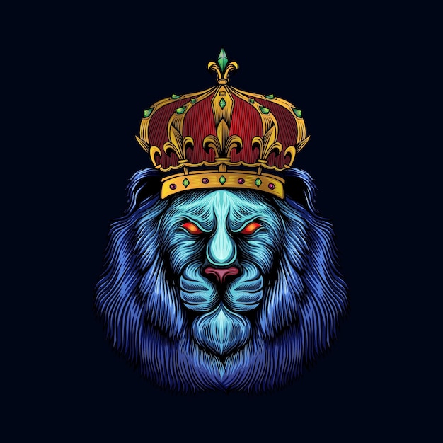 Lion Bleu Avec Vecteur De Couronne