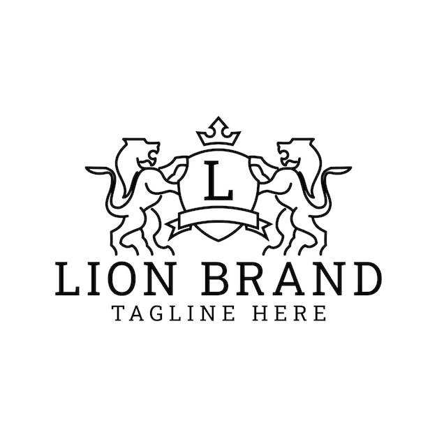 Vecteur lion brand logo design est un atout de conception comportant un logo avec un lion comme élément principal