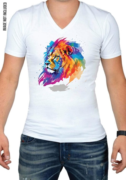 Lion Coloré à Imprimer Sur Tshirt Generative Ai