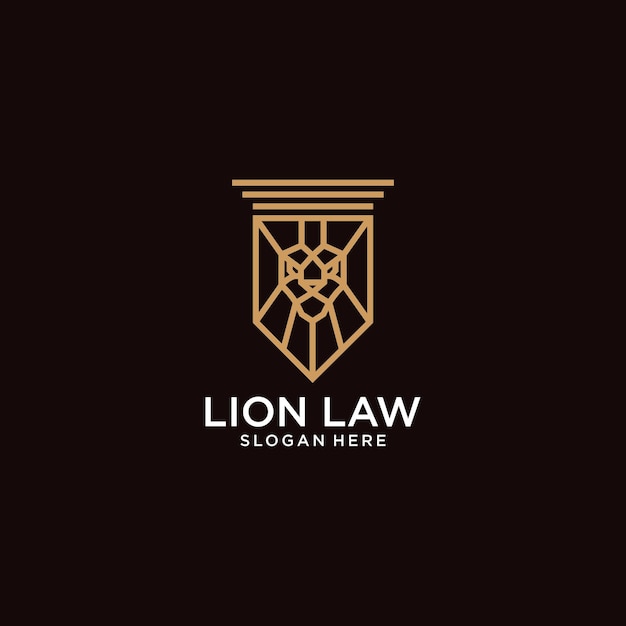 Vecteur lion avec création de logo de pilier