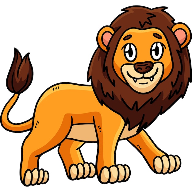 Vecteur lion dessin animé couleur clipart illustration