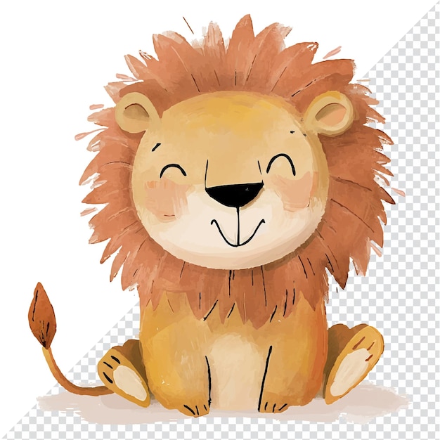 Le Lion Dessiné Le Lion Mignon L'illustration Drôle Le Lion Drapé à La Main