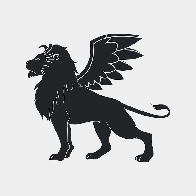 Lion Avec L'icône D'ailes. Lion Ailé, Modèle De Logo. Illustration Vectorielle.