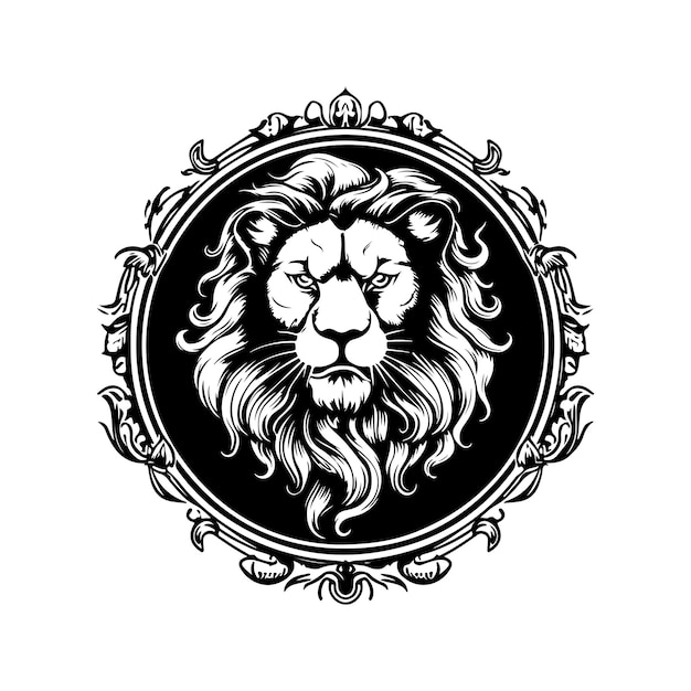 Lion luxe vintage logo ligne art concept noir et blanc couleur illustration dessinée à la main