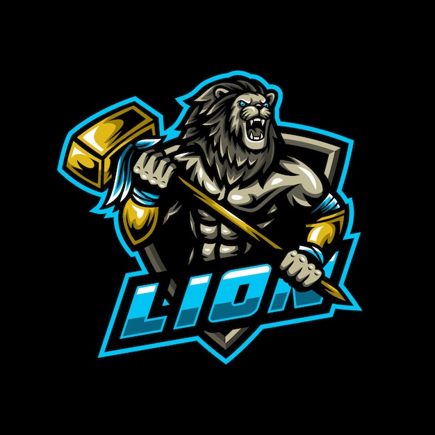 Lion mascotte logo esport gaming