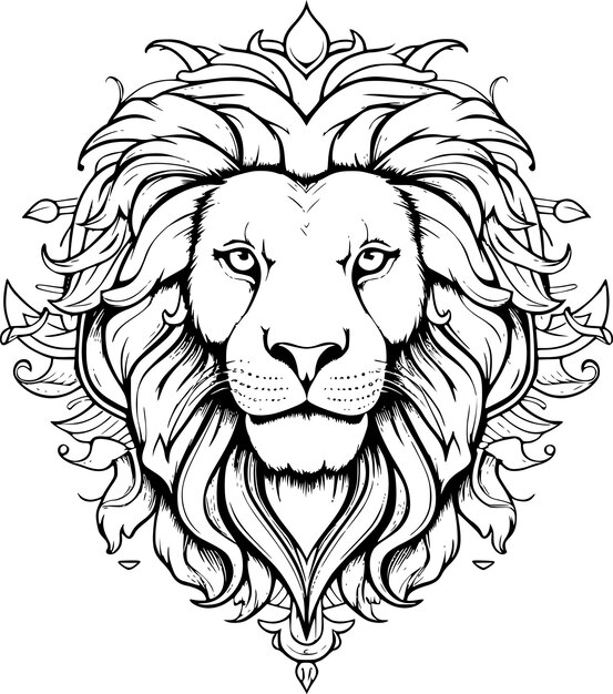 Vecteur lion noir et blanc illustration vectorielle