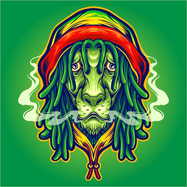 Lion Rasta avec de la fumée de mauvaises herbes