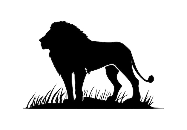 Vecteur lion roi silhouette noir logo animaux silhouettes icônes dessinés à la main tête de lion visage illustration