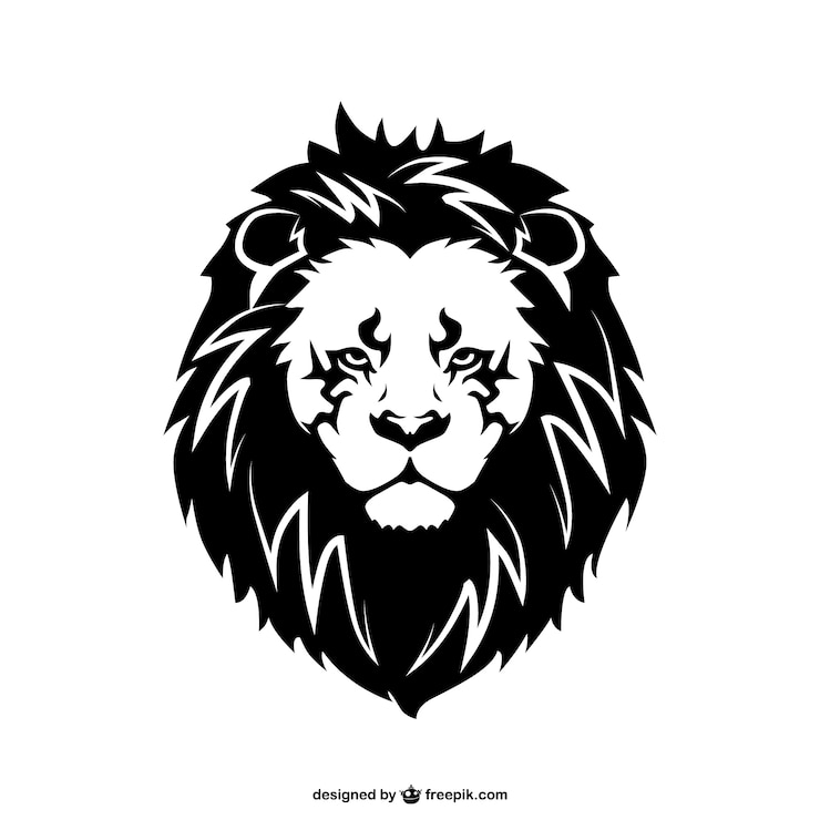 Vecteur lion de tatouage de visage
