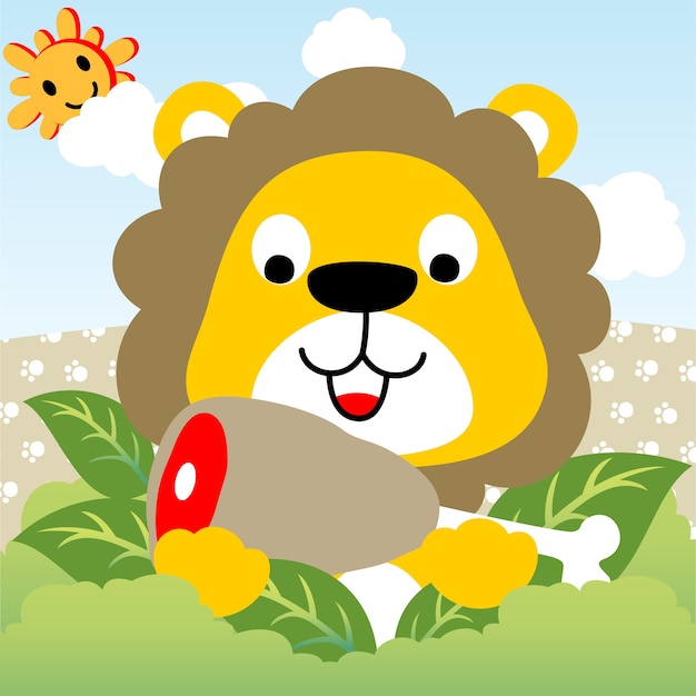 Lion avec de la viande, dessin vectoriel