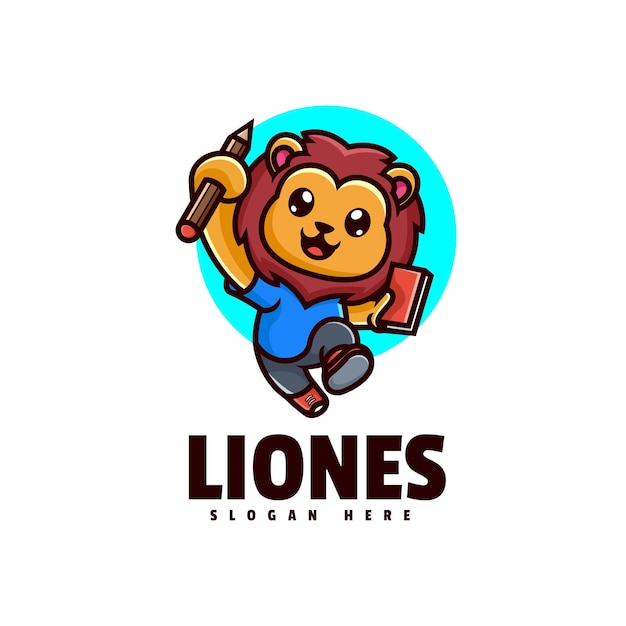 Vecteur liones mascotte illustration et logo du personnage