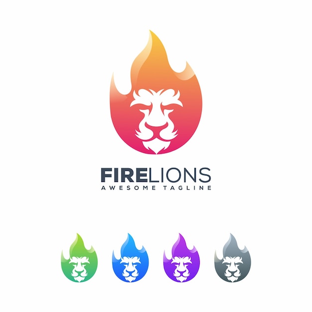 Lions Fire Illustration Vectorielle Modèle