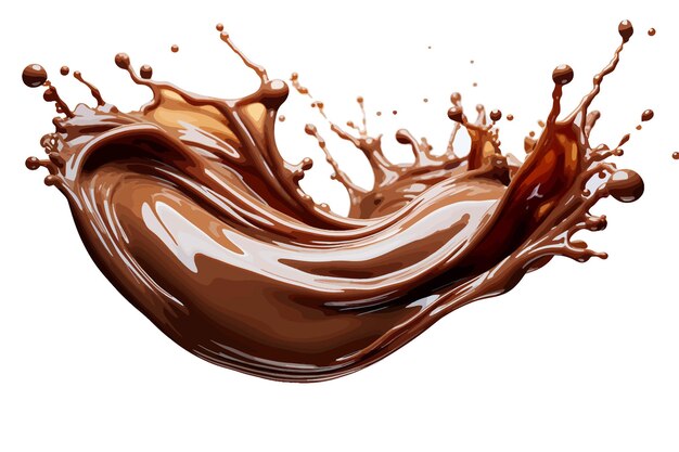 Vecteur liquide au chocolat éclaboussé au milieu isolé sur fond blanc vector réaliste en 3d illust