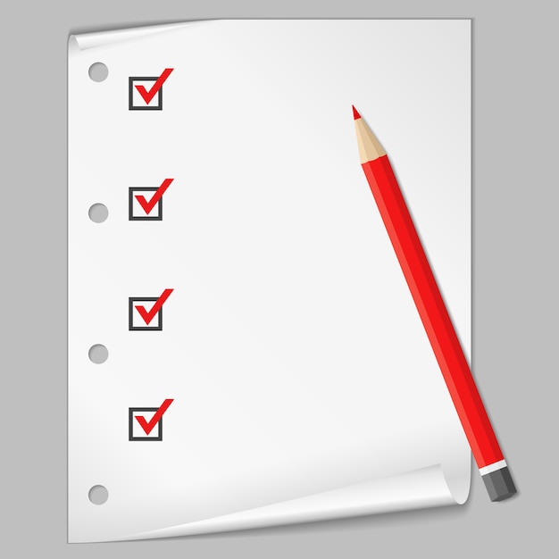 Liste de contrôle avec un crayon