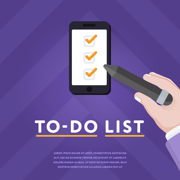 Liste De Contrôle Dans Un Smartphone Avec Des Tiques