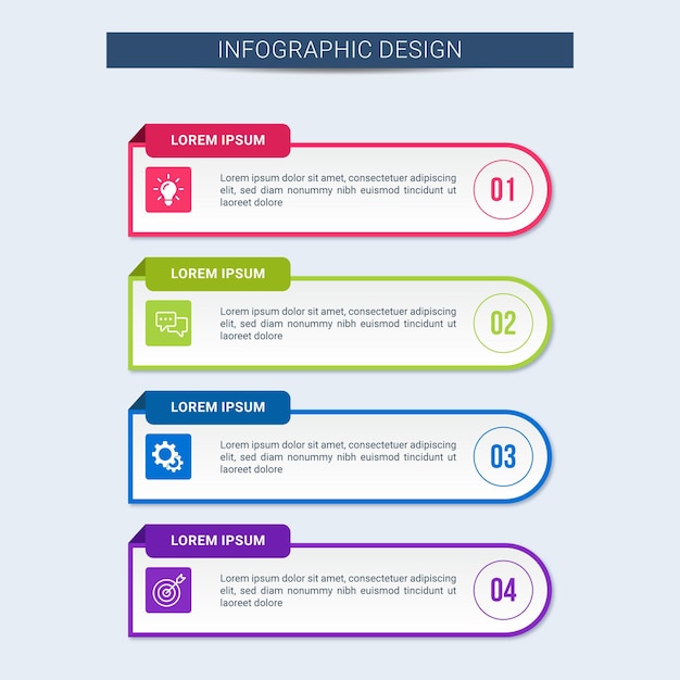 Vecteur liste des étapes de la barre infographique