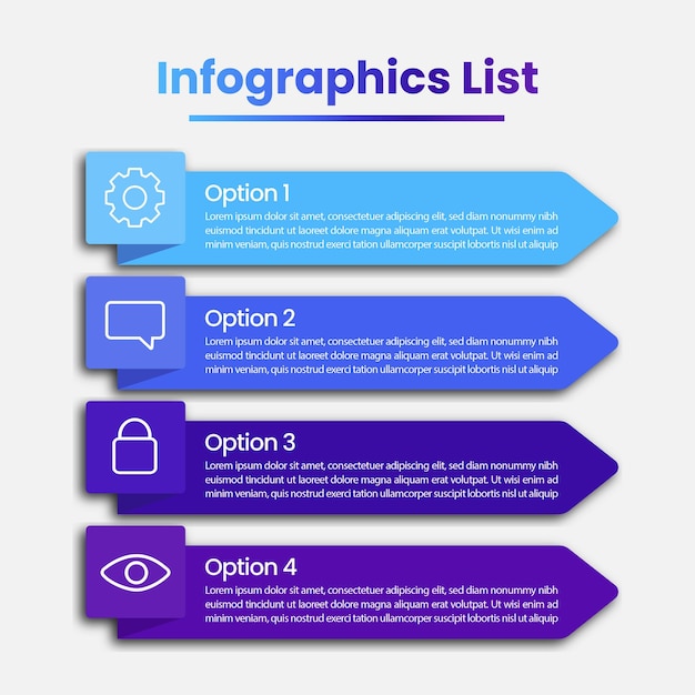 Vecteur liste d'infographies commerciales