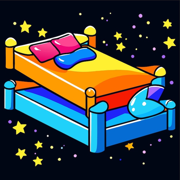 Vecteur lits avec oreillers illustration vectorielle