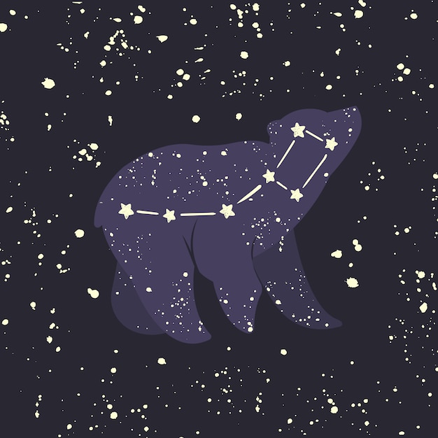 Vecteur little bear ursa minor. constellation.