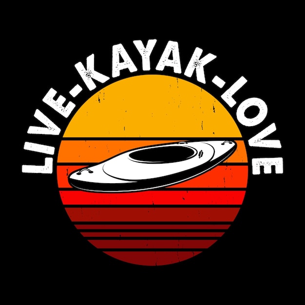 Live Kayak Love est un t-shirt de kayak vintage rétro avec un bateau à pagaie amusant.