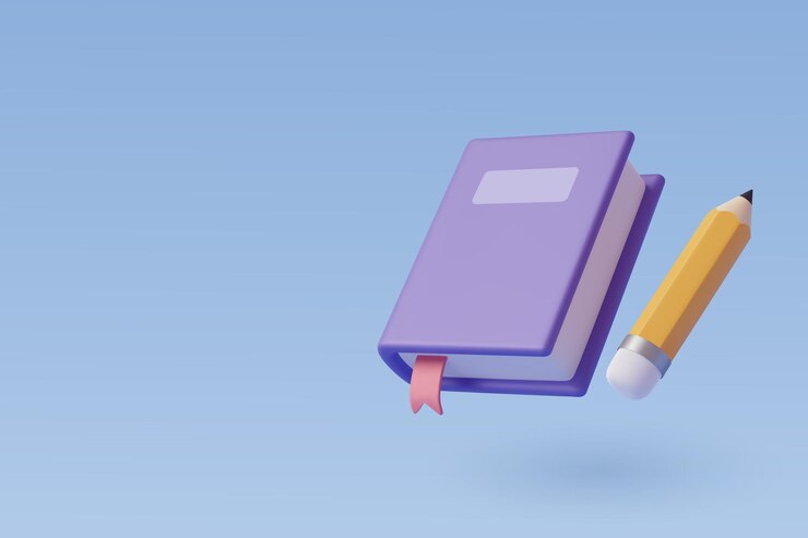 Livre 3d avec icône crayon pour la conception web isolé Education et concept de classe en ligne Eps 10