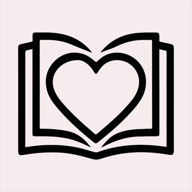 Et le livre de l'amour forme l'éducation du logo vecteur silhouette sur fond blanc