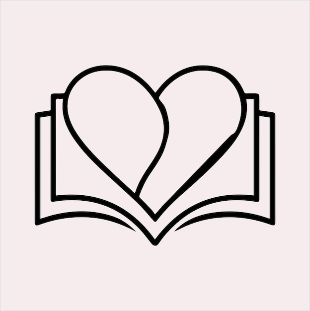 Et le livre de l'amour forme l'éducation du logo vecteur silhouette sur fond blanc