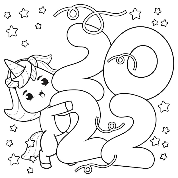 Vecteur livre de coloriage de bonne année avec la licorne mignonne7