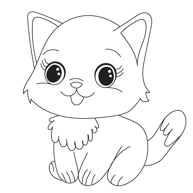 Livre de coloriage chaton pour enfants vecteur isolé