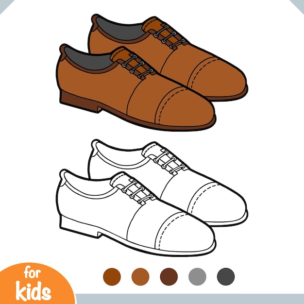 Vecteur livre de coloriage collection de chaussures de dessin animé laceup chaussures pour hommes